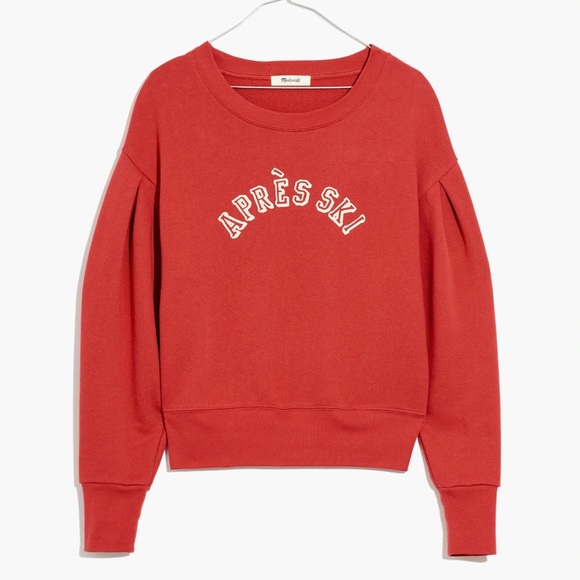 NWT Madewell Apres Ski Crewneck Pleated Sleeve Sweatshirt Sz M - Picture 3 of 7